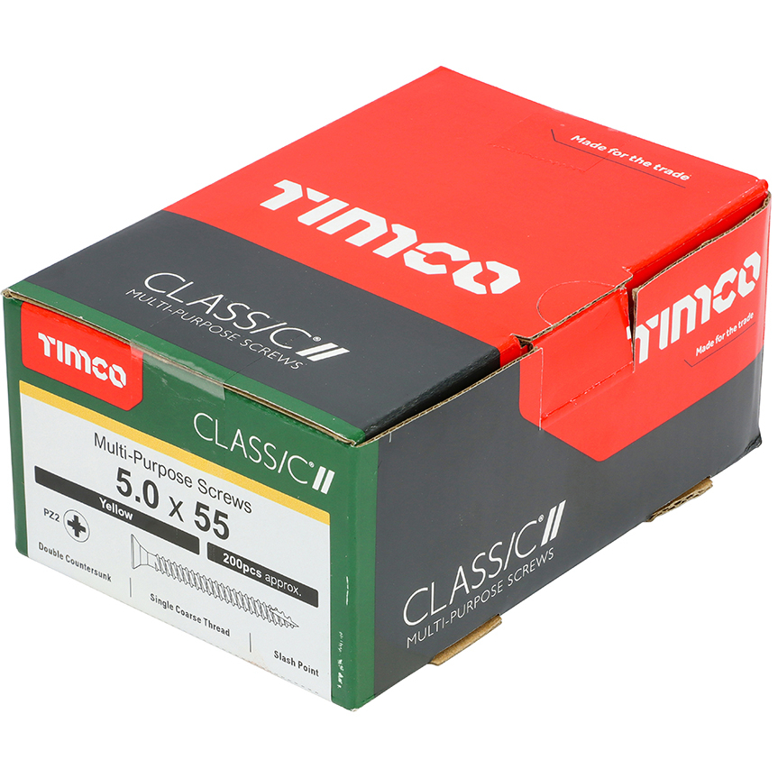 5.0mm x 55mm Classic Screw PZ2 CSK - ZYP (Box of 200) 50055CLAF Timco