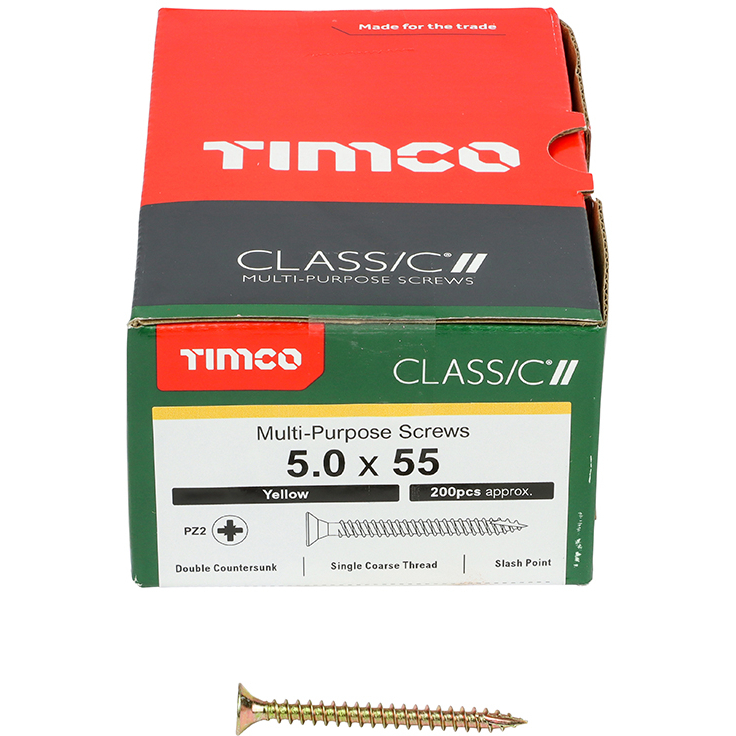 5.0mm x 55mm Classic Screw PZ2 CSK - ZYP (Box of 200) 50055CLAF Timco