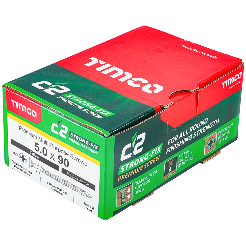 5.0 x 90 C2 Multipurpose Premium Screws PZ2 Box 100 TIMco