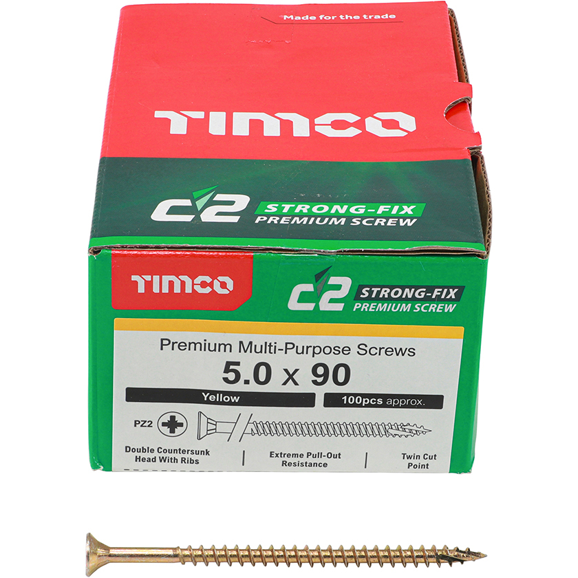 5.0 x 90 C2 Multipurpose Premium Screws PZ2 Box 100 TIMco