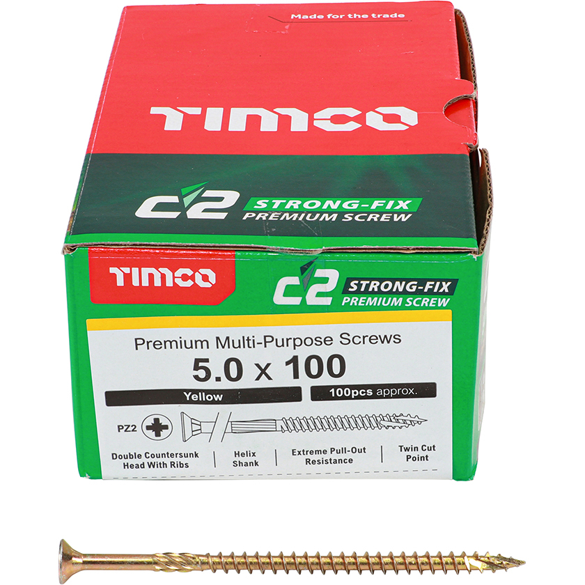 5.0 x 100 C2 Multipurpose Premium Screws PZ2 Box 100 TIMco