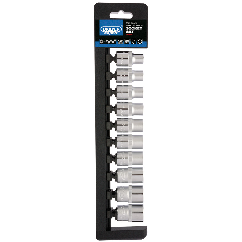 Draper 50201 H10M/MDS/E 1/2" Sq. Dr. Expert Multi Drive&#174; Set of Sockets (10 Piece)