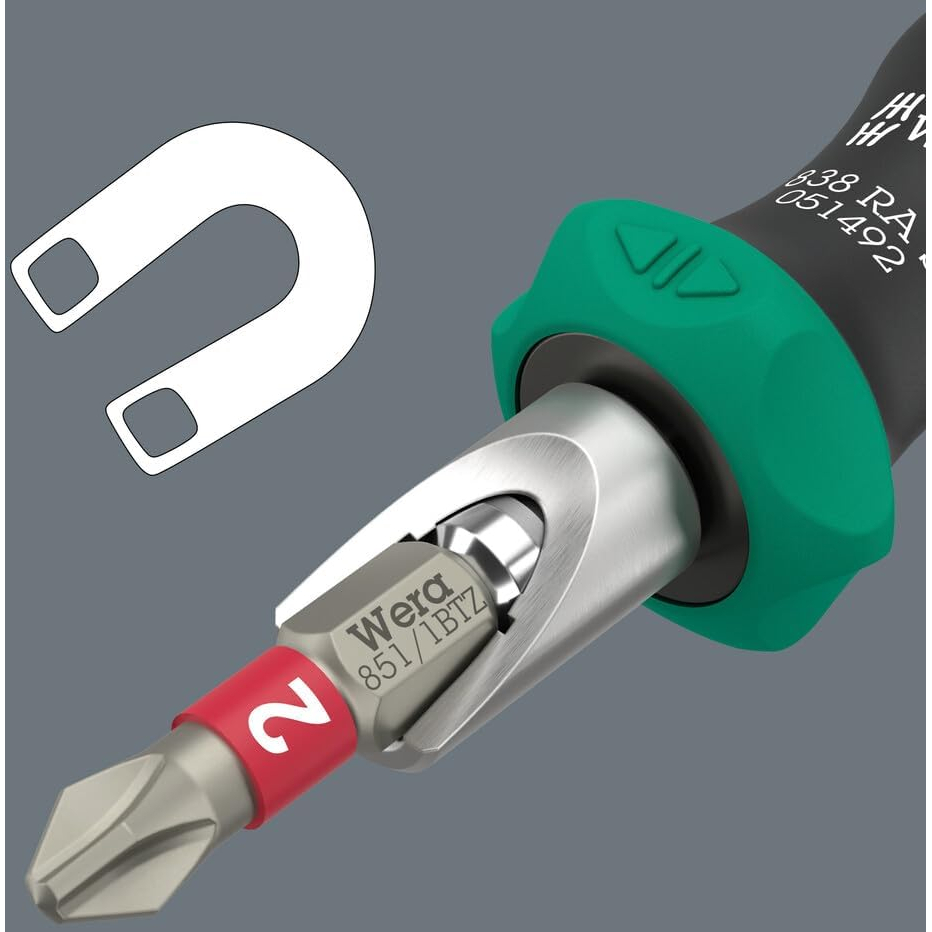 Wera 05051492001 838 RA S Bit-Holding Handle With Ratchet Functionality, 1/4"