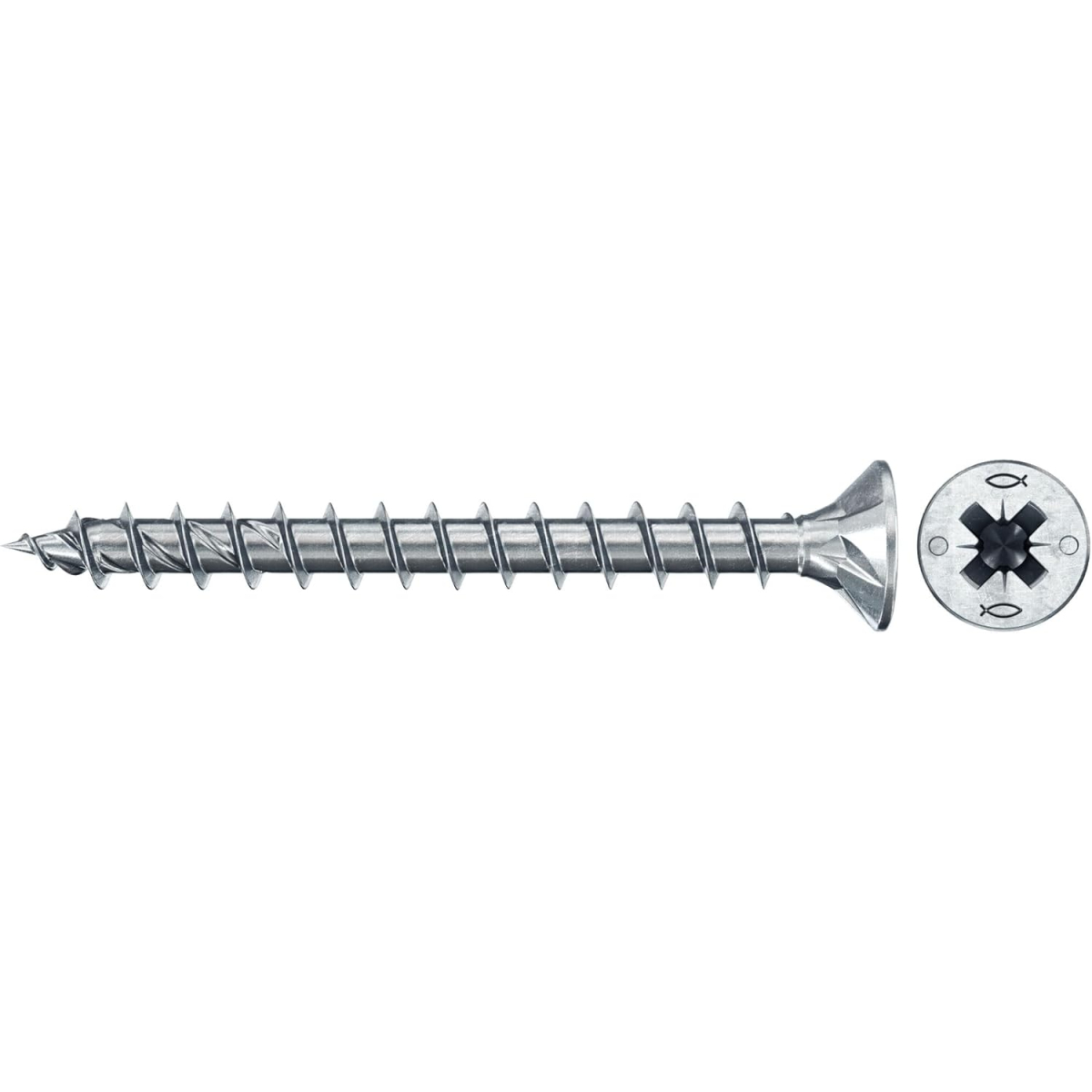 Fischer 576973 FPF II CZP 4.0 x 70 Chipboard Screw PowerFast Countersunk Head, PZ Drive, Full Thread, Blue Passivated, Zinc plating (Tub x 600 Screws)