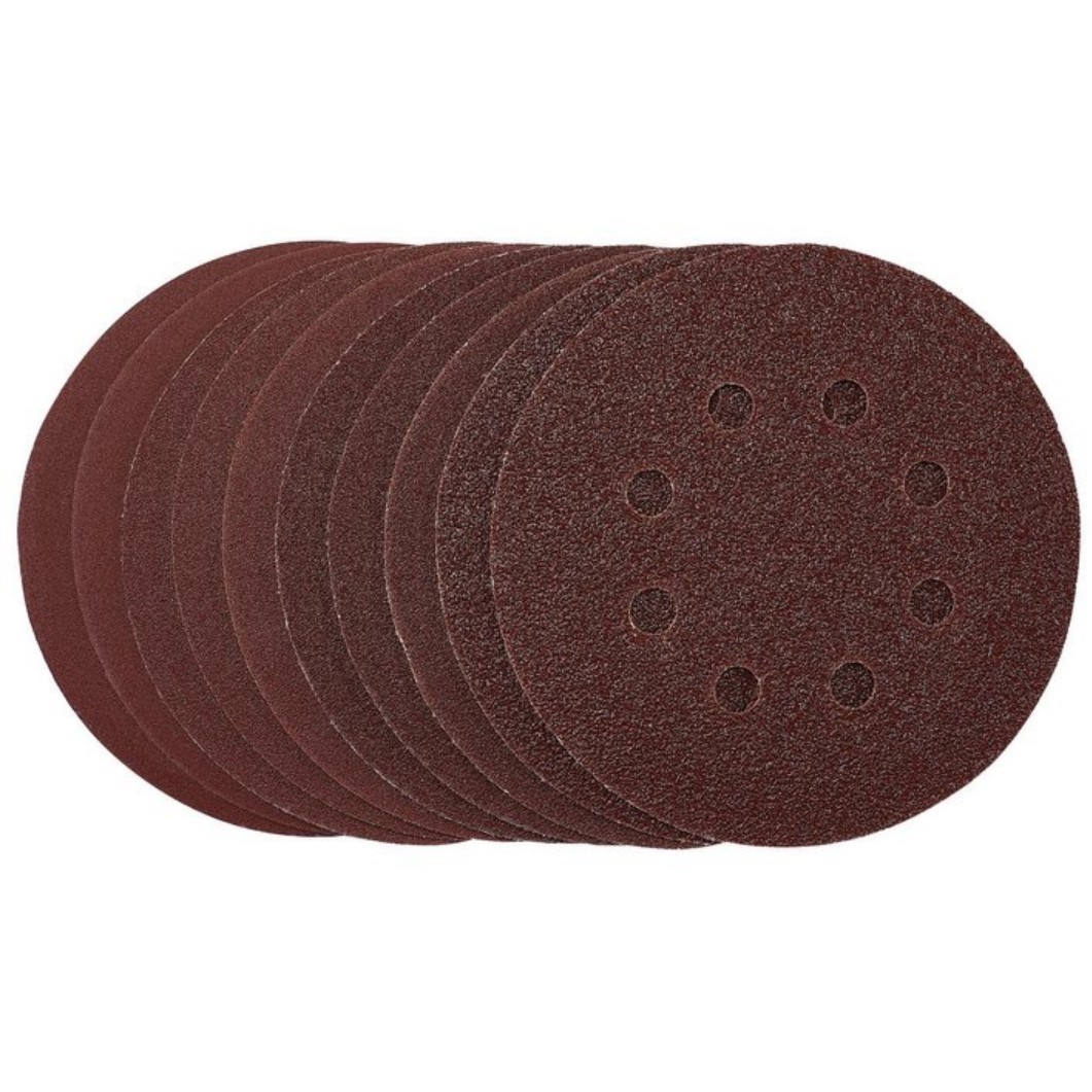 Draper 54759 SDHAL125 Sanding Discs 125mm Assorted Grit Hook and Loop (Pack of 10)