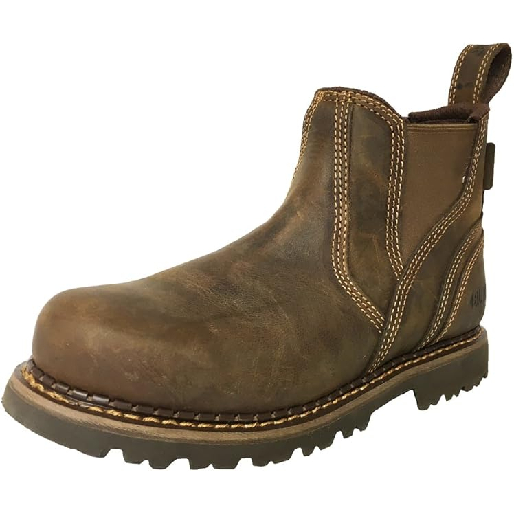 Buckbootz B1500 Leather Non-Safety Dealer Boot, Dark Brown Crazy Horse