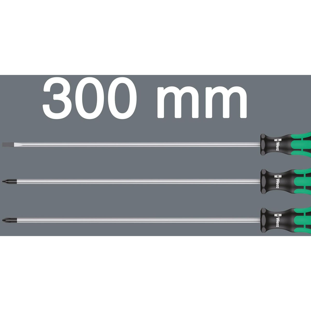 Wera 05347735002  PH/PZ/SL 335/350/355/3 Screwdriver Set Kraftform Plus 300 mm-long blades, 3 pieces