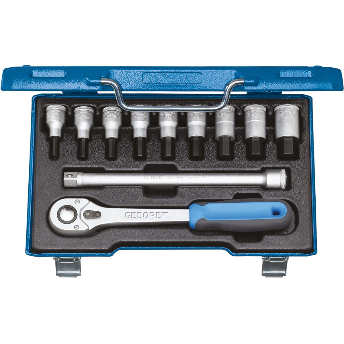 Gedore 6156920 Screwdriver Bit Hex Socket Set Metric 11 Piece 1/2" Drive IN 19 Q