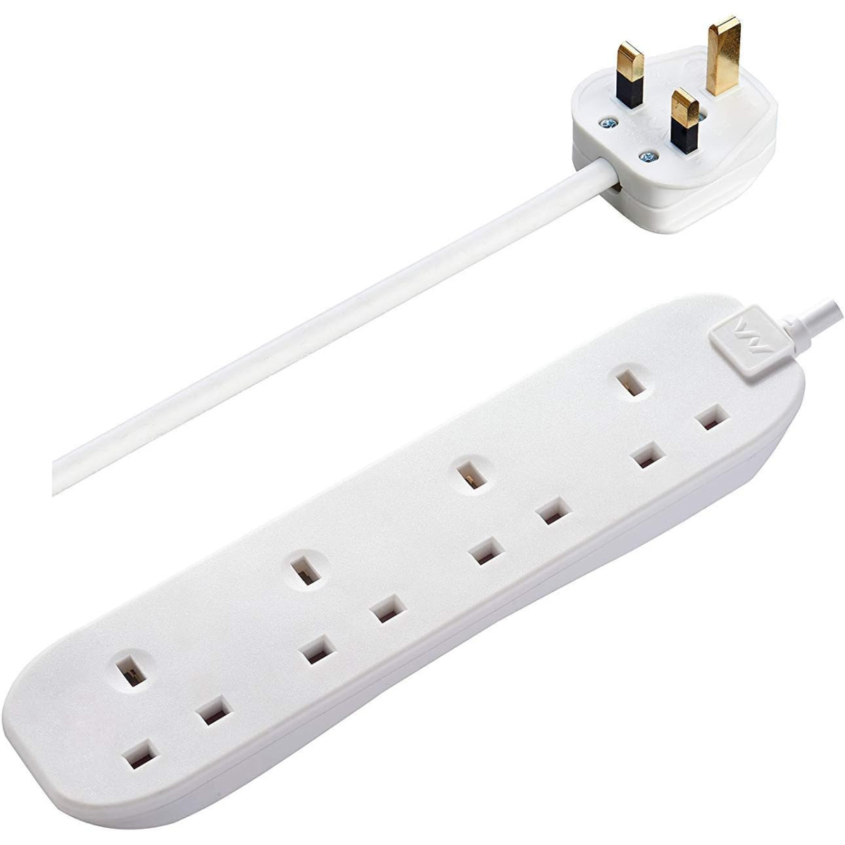 Masterplug BFG210N Four Socket Extension Lead, 2 Metre, White 
