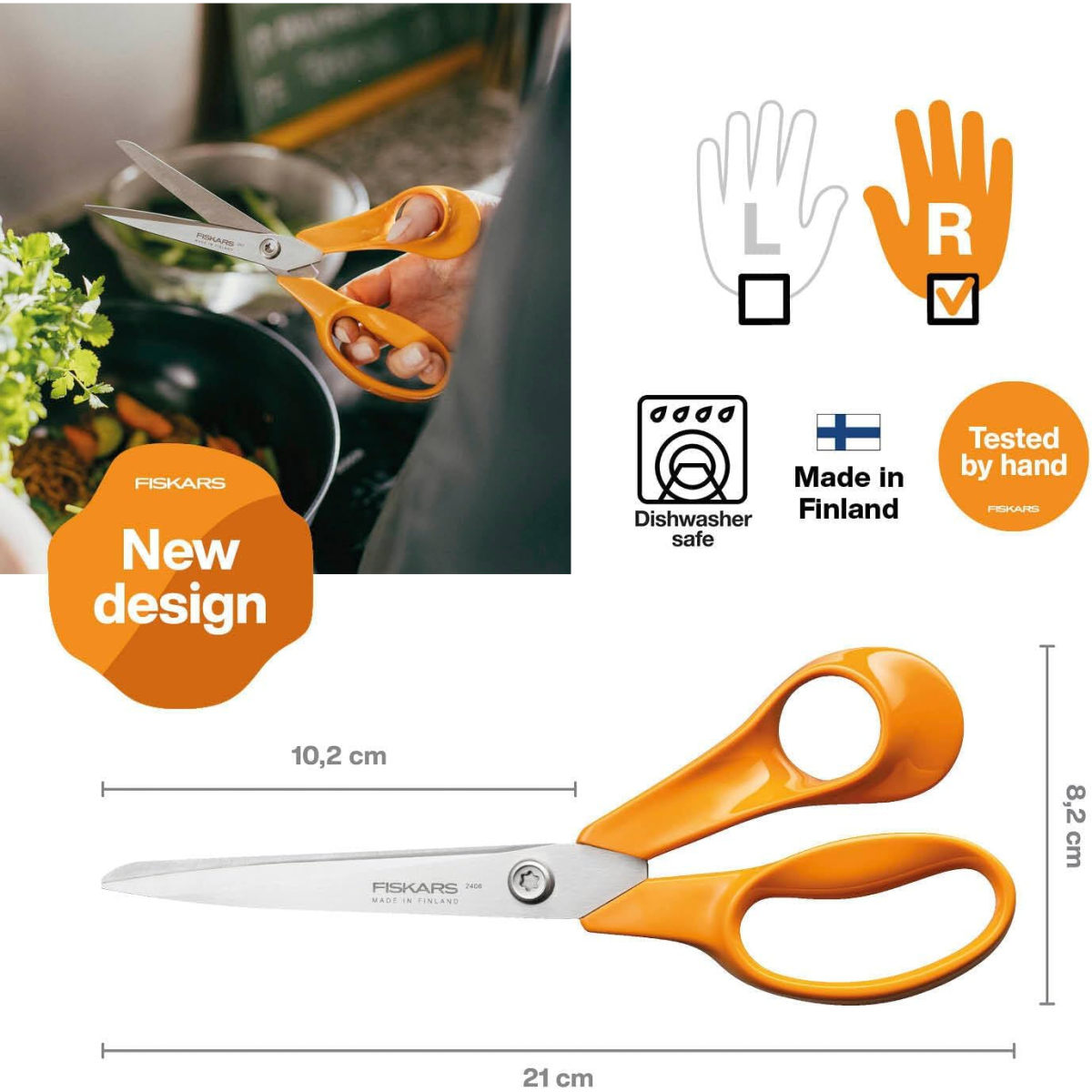 Fiskars 1075031 Right Handed Classic Kitchen Scissors 21cm