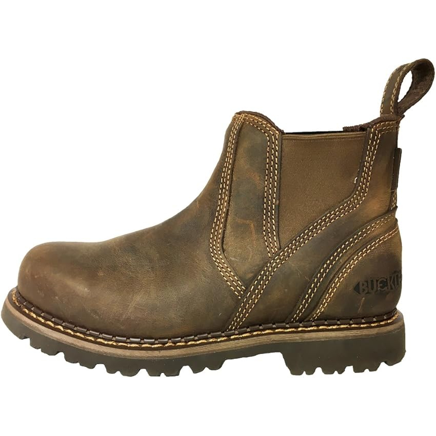 Buckbootz B1500 Leather Non-Safety Dealer Boot, Dark Brown Crazy Horse