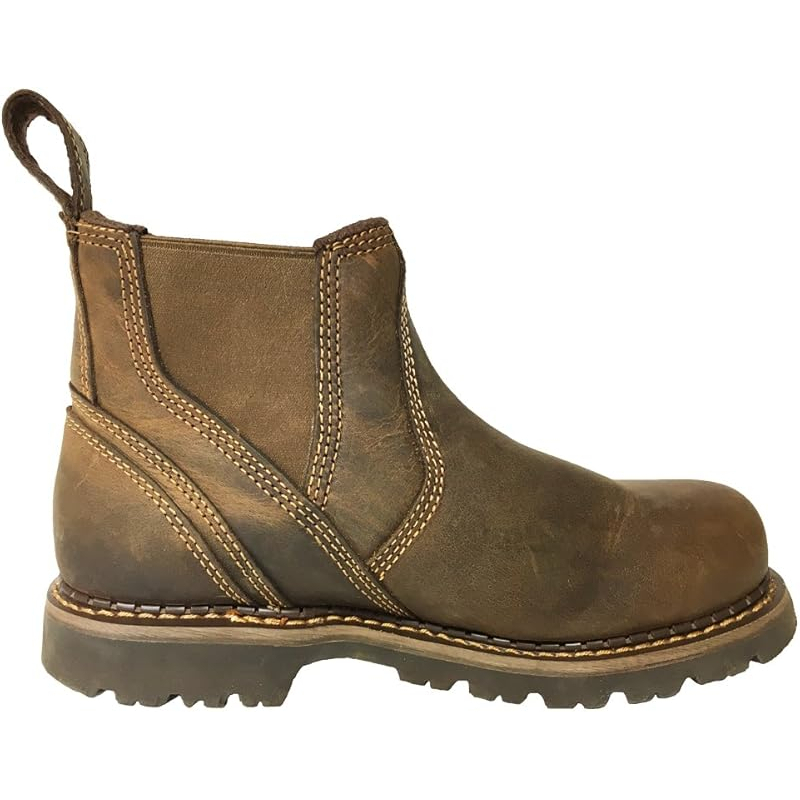 Buckbootz B1500 Leather Non-Safety Dealer Boot, Dark Brown Crazy Horse