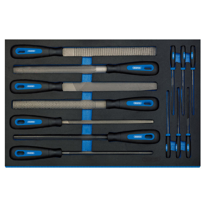 Draper 63513 IT-EVA29 Hand File Set in 3/4 Drawer EVA Insert Tray (13 Piece)