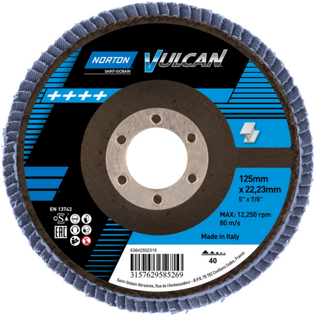 Norton Vulcan Flap Discs Blue Zirconium 125mm-40 Grit