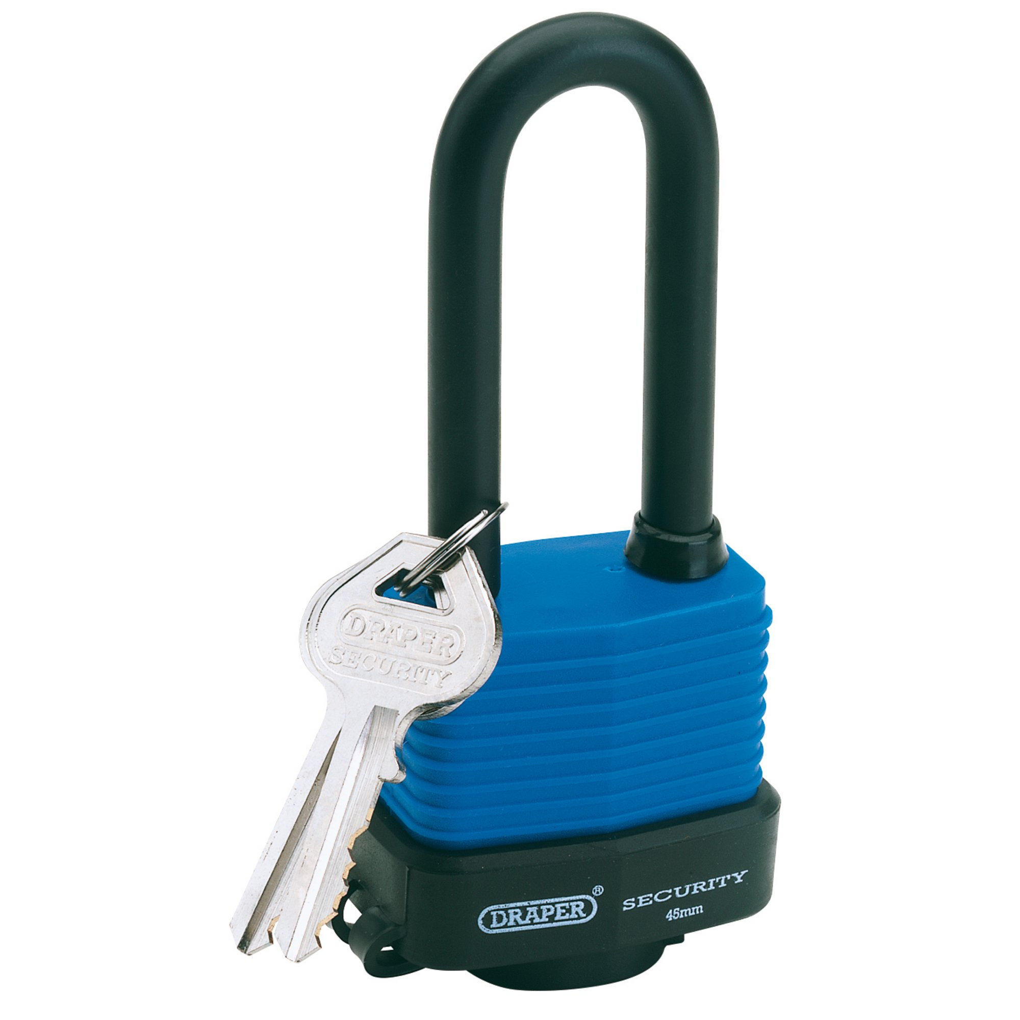 Draper 64177 8307/45L 45mm Weatherproof Laminated Steel Padlock with Extra Long Shackle
