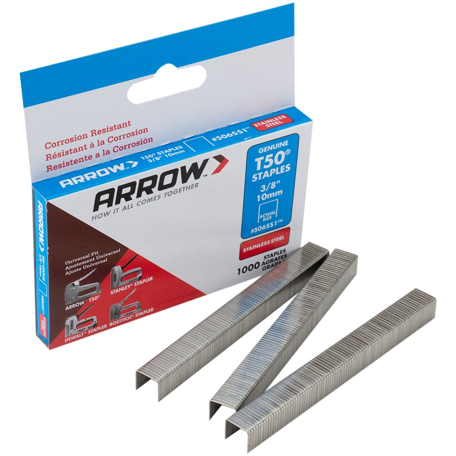 Arrow A506SS1 Stainless Staples 10mm 3/8" (1000) T50