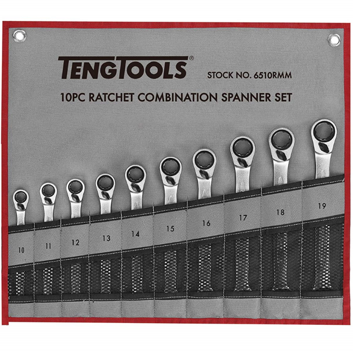 Teng Tools 6510RMM 10 Piece Metric Ratchet Combination Spanner Set