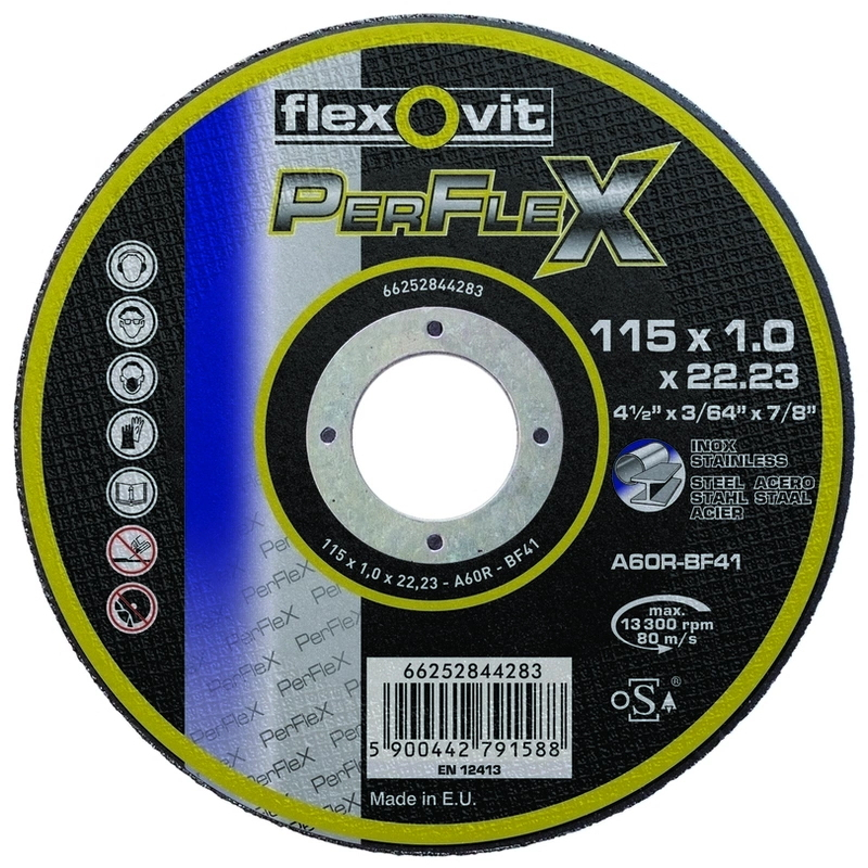Flexovit 66252844283 115mm x 1.0mm Thin Inox Flat Metal Cutting Discs (Pack of 25) A60R BF41 