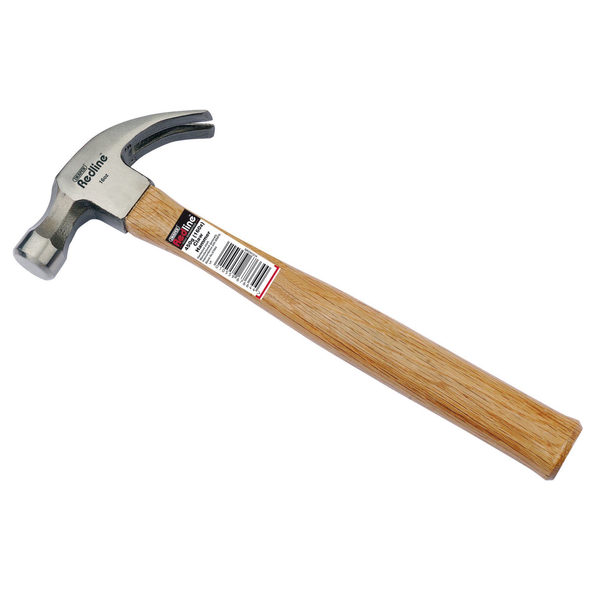 Draper 67664 RL-CHW 450g (16oz) Claw Hammer with Hardwood Shaft