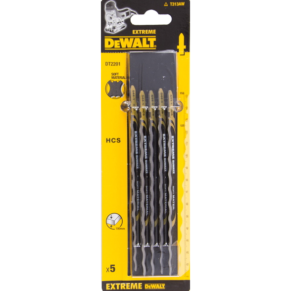DeWalt DT2201-QZ Soft Material Cutting Jigsaw Blades Pack x 5