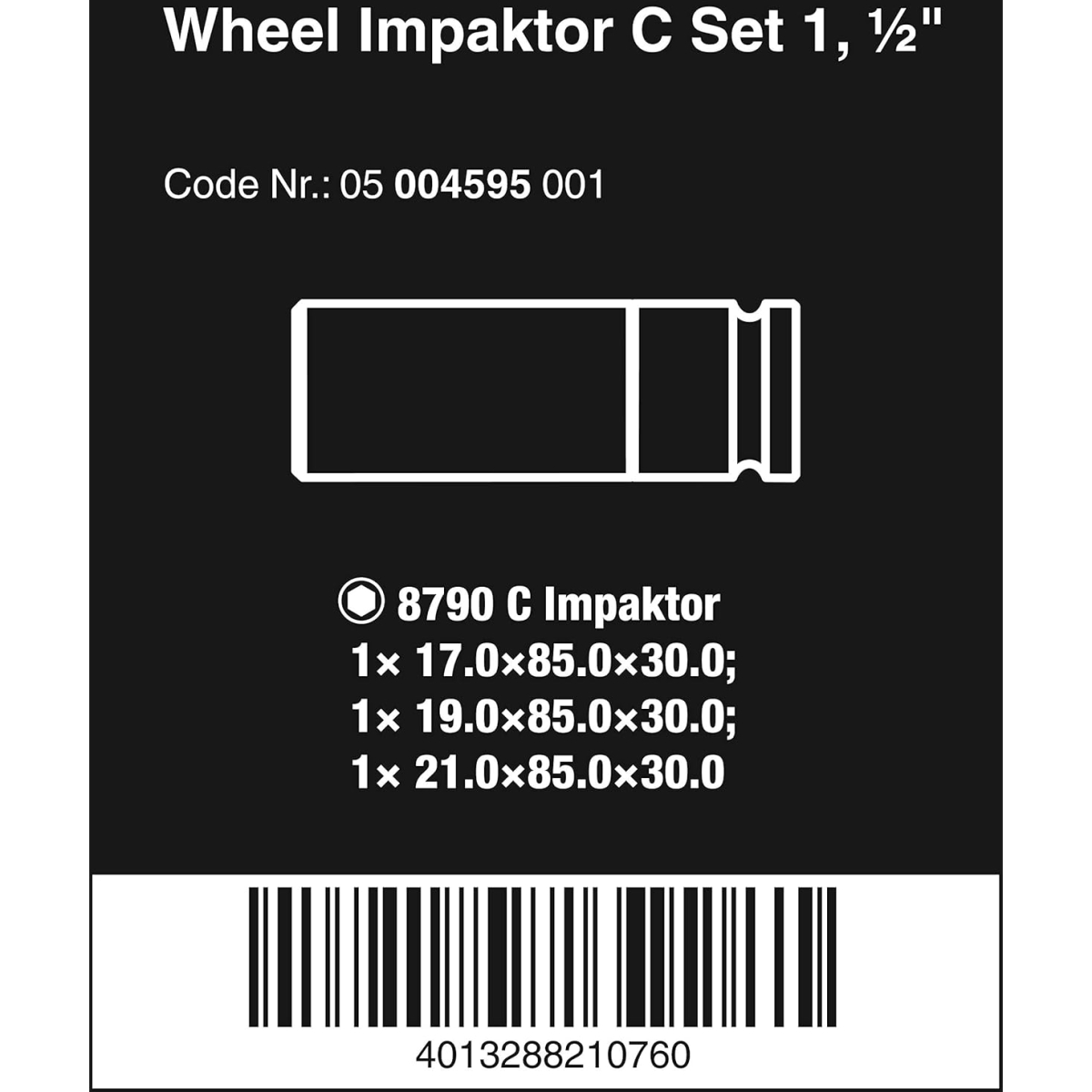 Wera 05004595001 Wheel Impaktor C Set 1 Socket set, 1/2" drive, 3 pieces