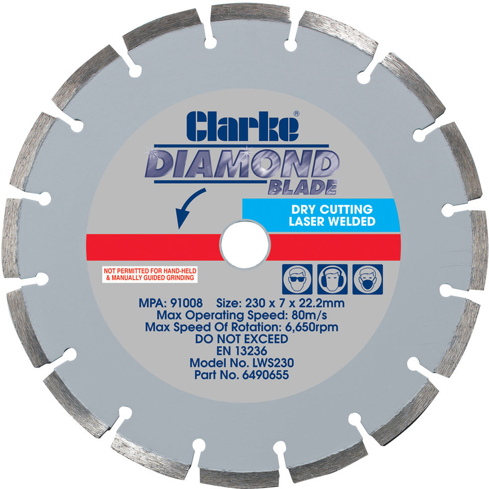 Clarke 6490655 LWS230 Diamond Blade 230mm