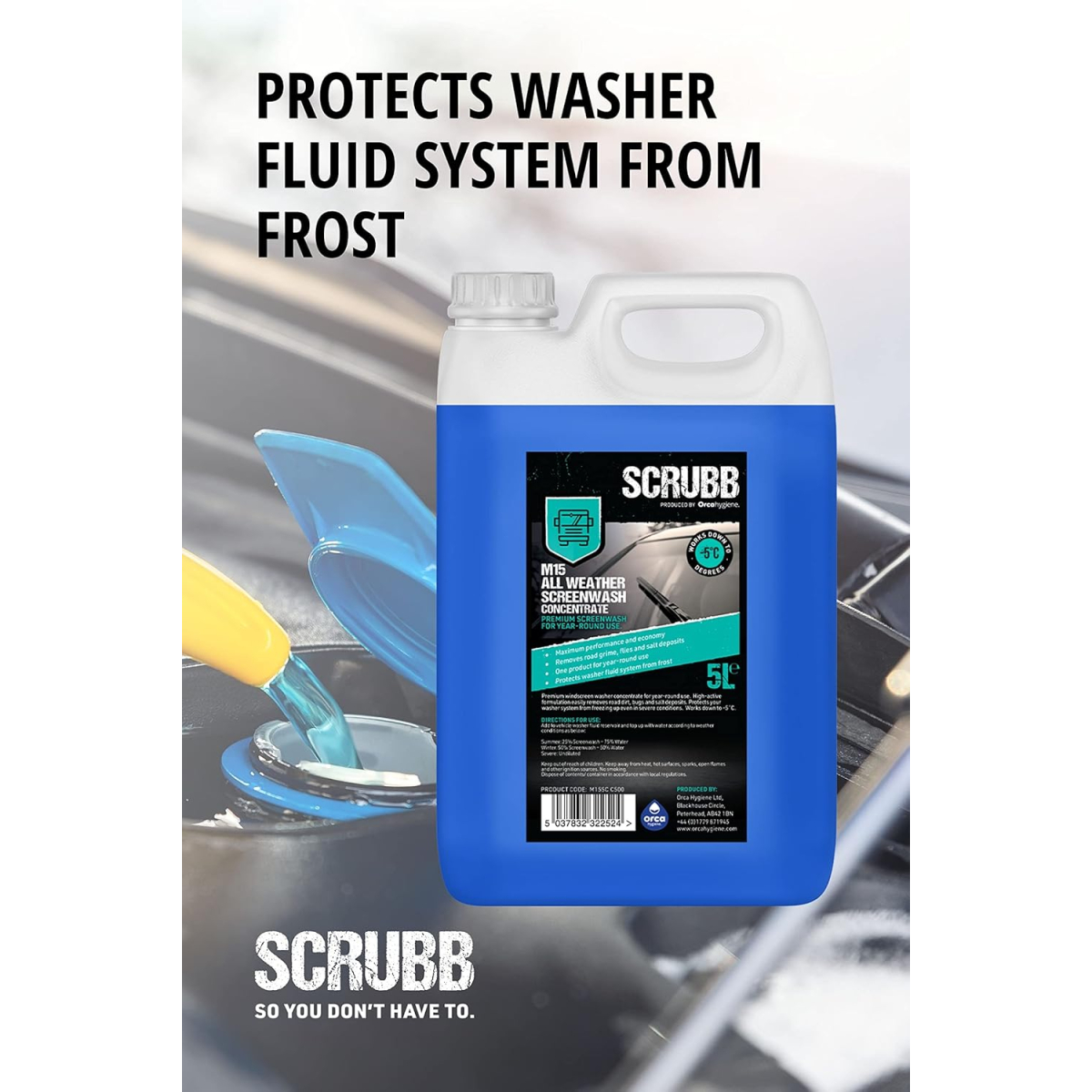 SCRUBB M15 All Weather Screenwash Premium Concentrate, 5L
