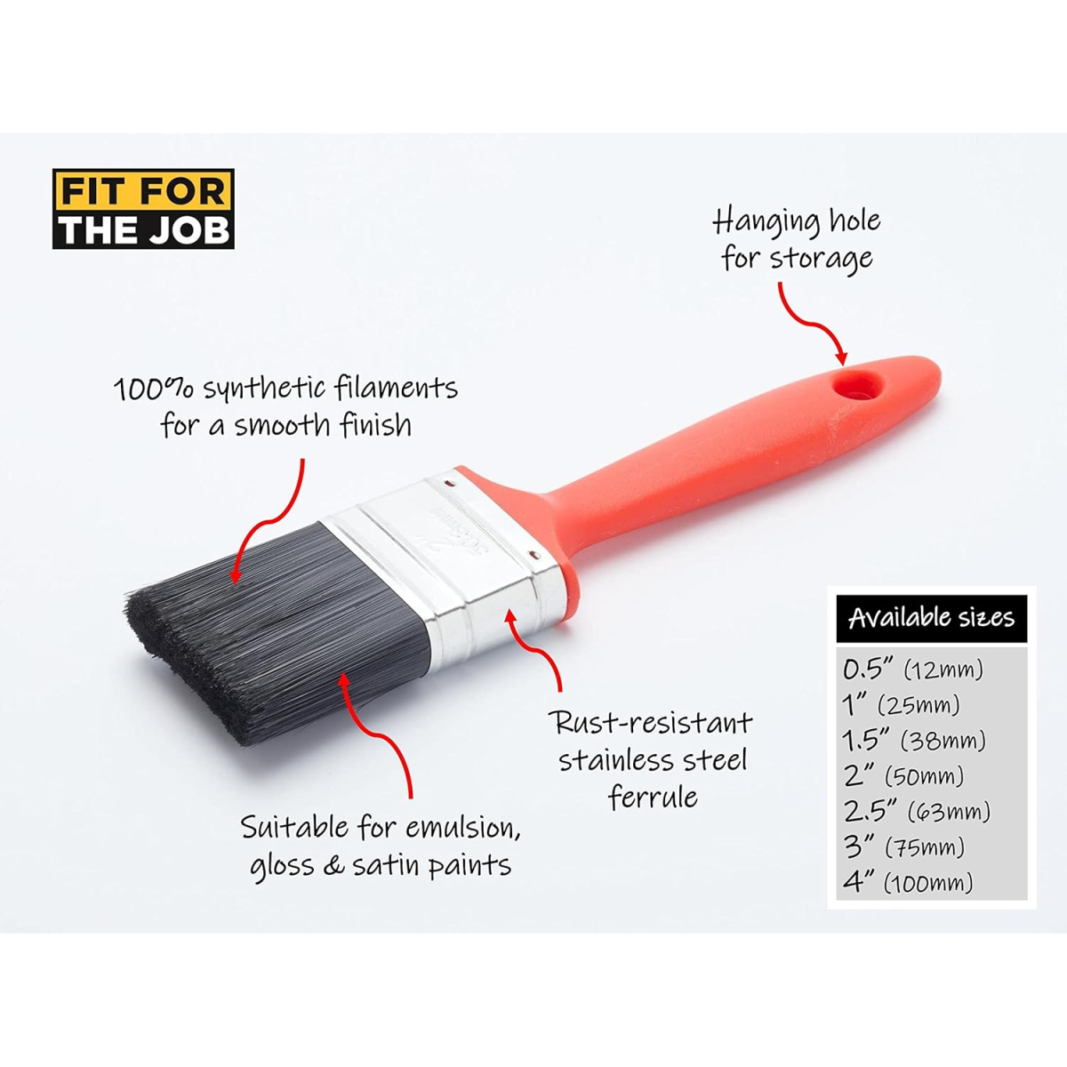 Fit For The Job FBPT014  1.5'' 38mm Value DIY Paint Brush ( Pack x 12 )