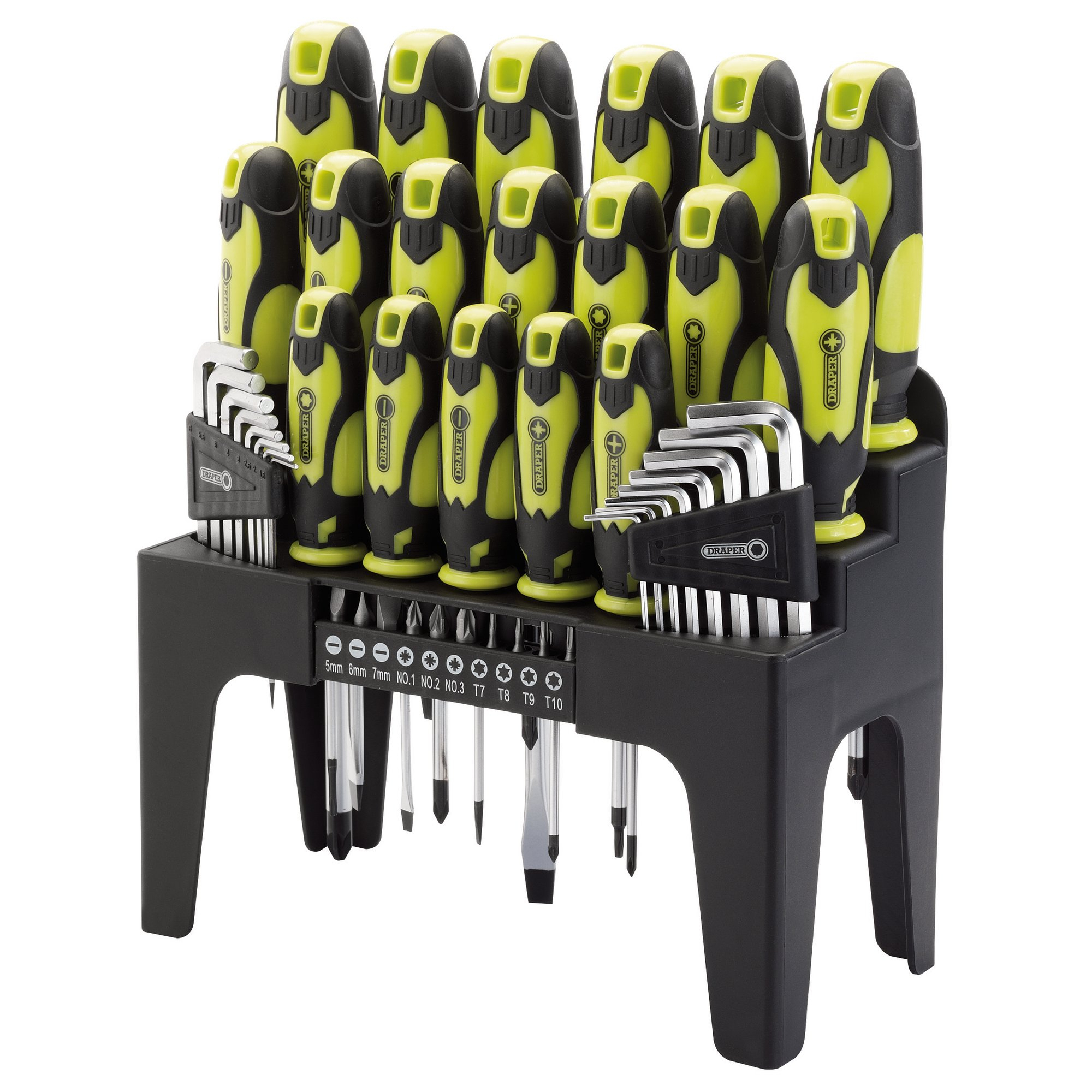Draper 78619 864/44/G 44 Piece Green Screwdriver Set in Stand with Hex Keys and Driver Bits