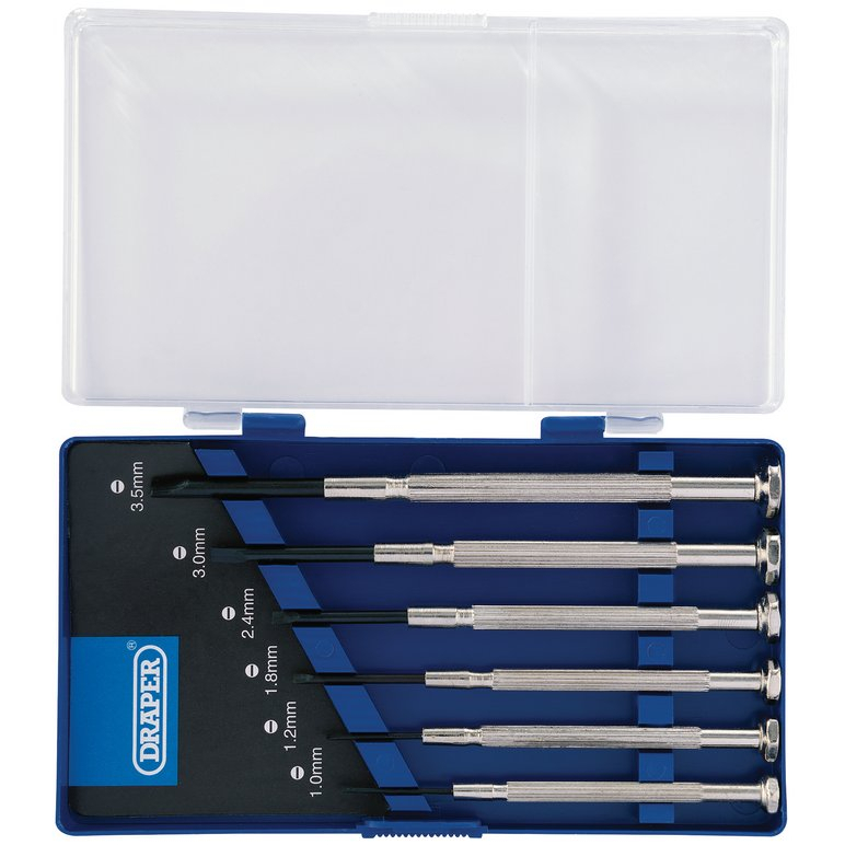 Draper 80797 PS1104F Precision Screwdriver Set, 6 X Plain Slot (6 Piece)