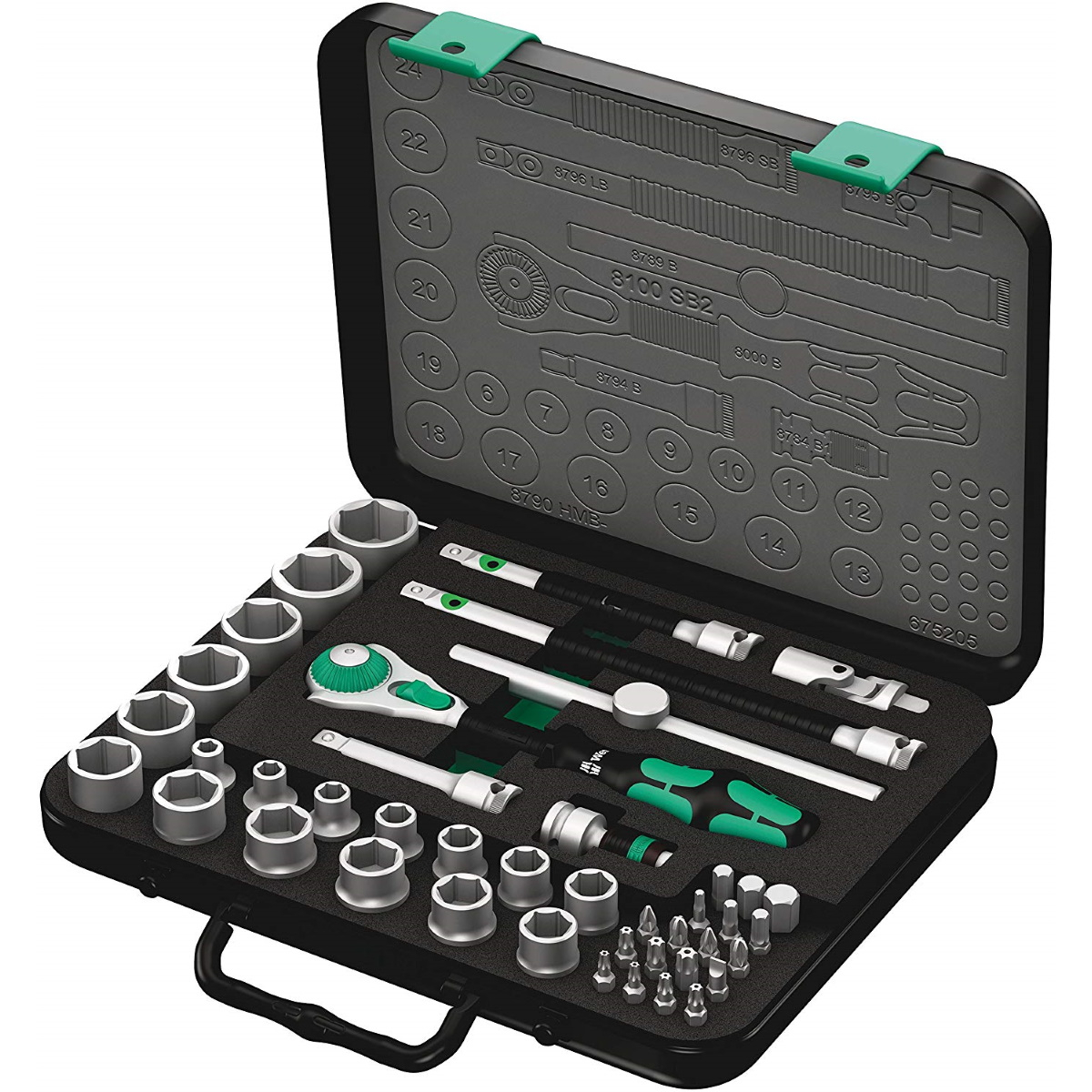 Wera 8100 SB 2 Zyklop Socket Set Metric 43 Piece 3/8" Drive 05003594001 WER003594