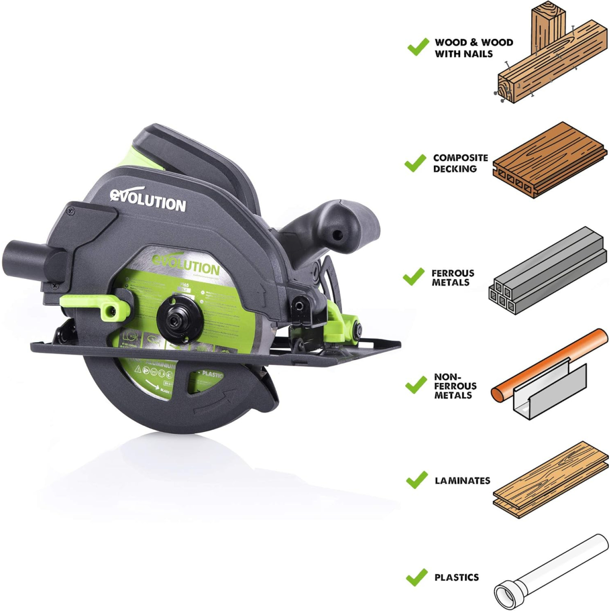 Evolution 026-0007 F165CCSL 165mm Multi-Material Circular Saw 1200W 240V