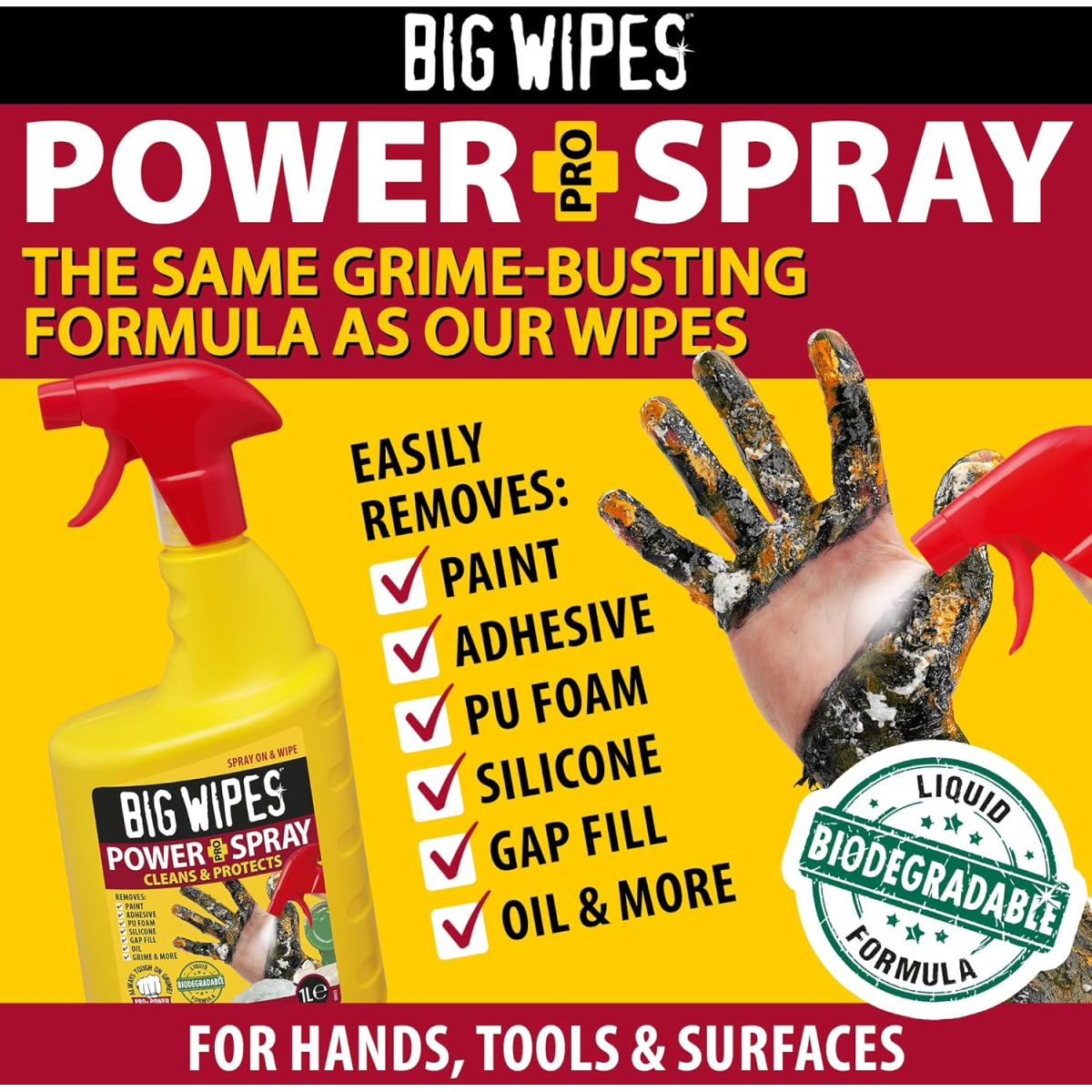 BIG WIPES BGW2448 Power Spray PRO+ Cleaning Spray 1 litre