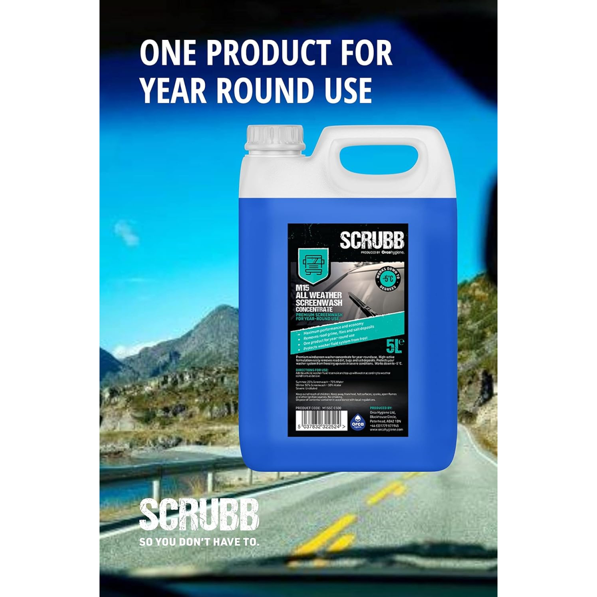 SCRUBB M15 All Weather Screenwash Premium Concentrate, 5L
