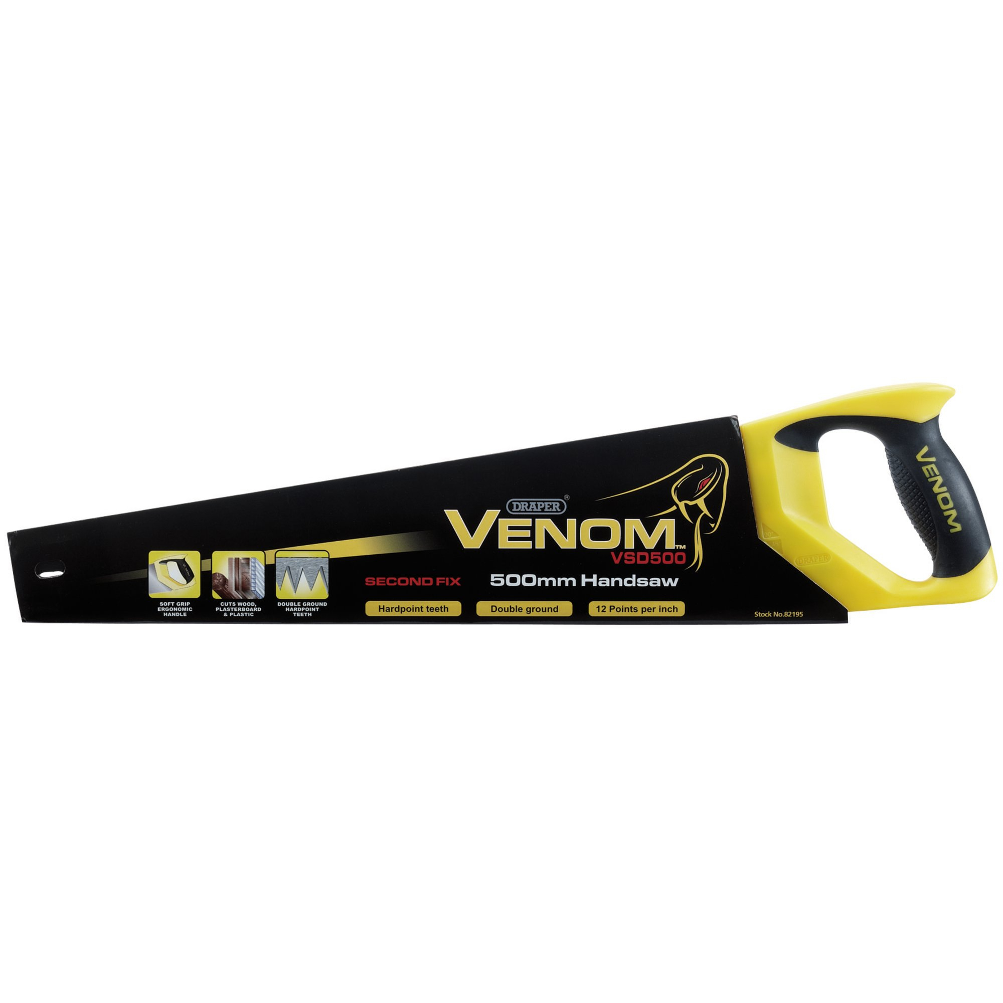Draper 82195 VSD500 22" (500mm) Second Fix Venom Double Ground 500mm Handsaw