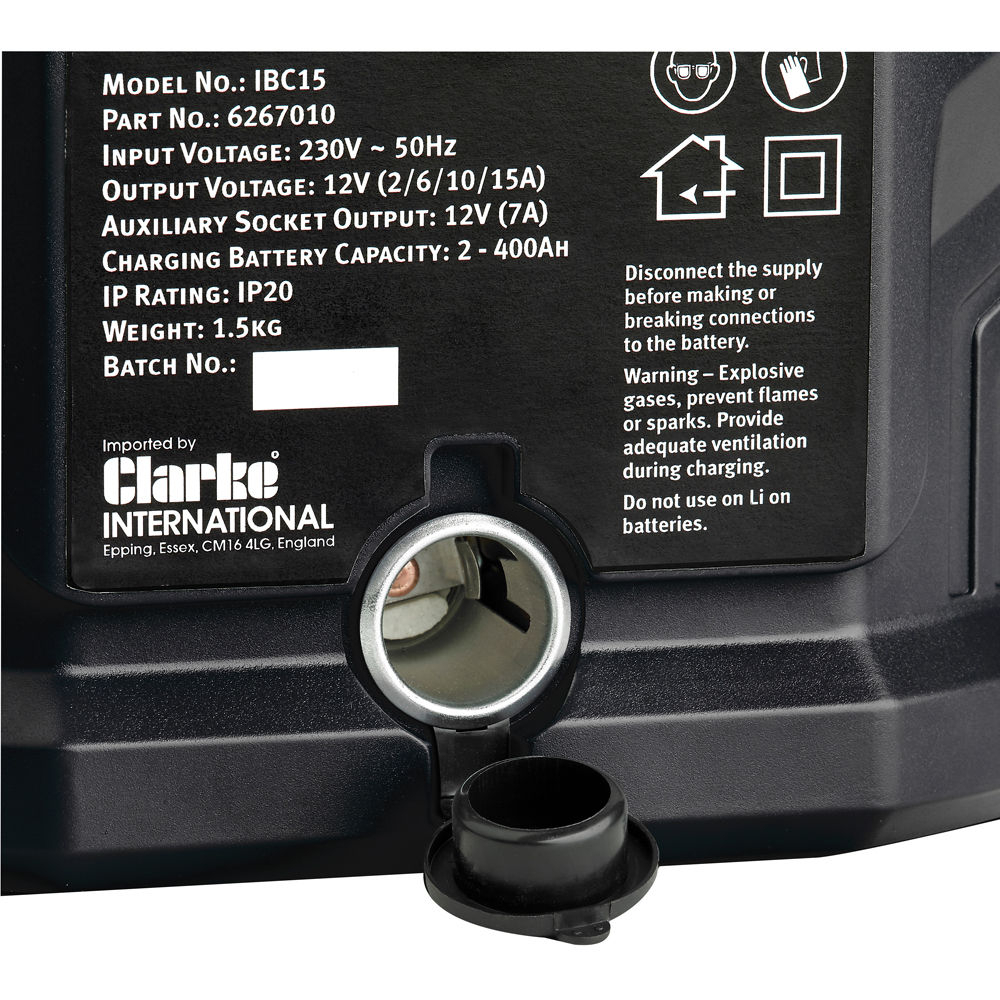 Clarke 6267010 IBC15 12V 15A Intelligent Battery Charger
