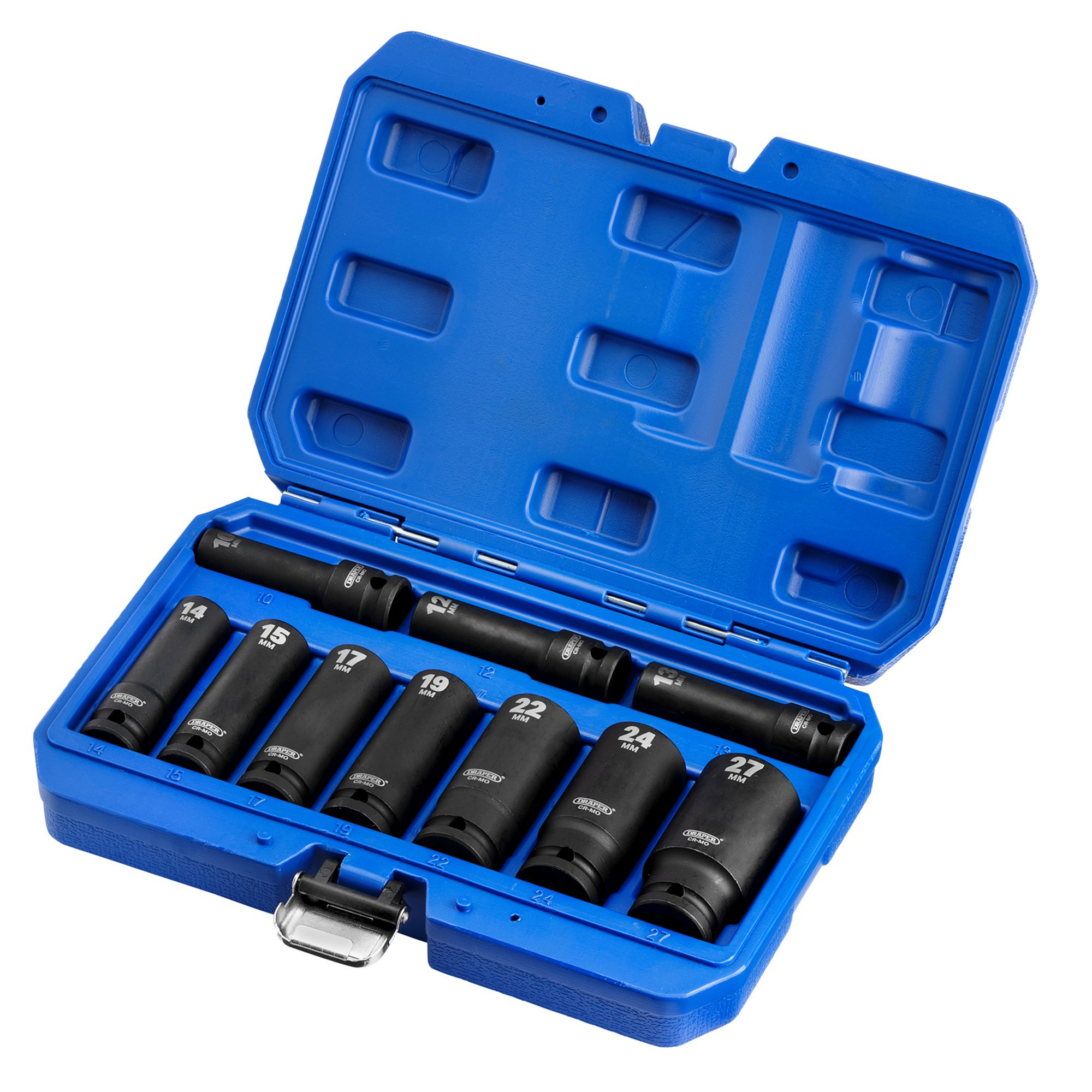 Draper 83096 410D/10/MM 1/2" Sq. Dr. Metric Set of Deep Impact Sockets (10 Piece)
