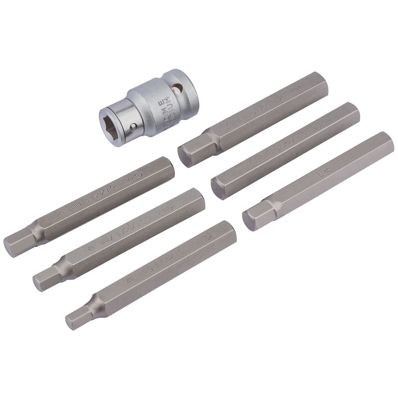 Draper 83564 HX7/12M/B Expert 6 - 12mm 7 Piece Hexagon Bit Set and Holder 1/2" Drive