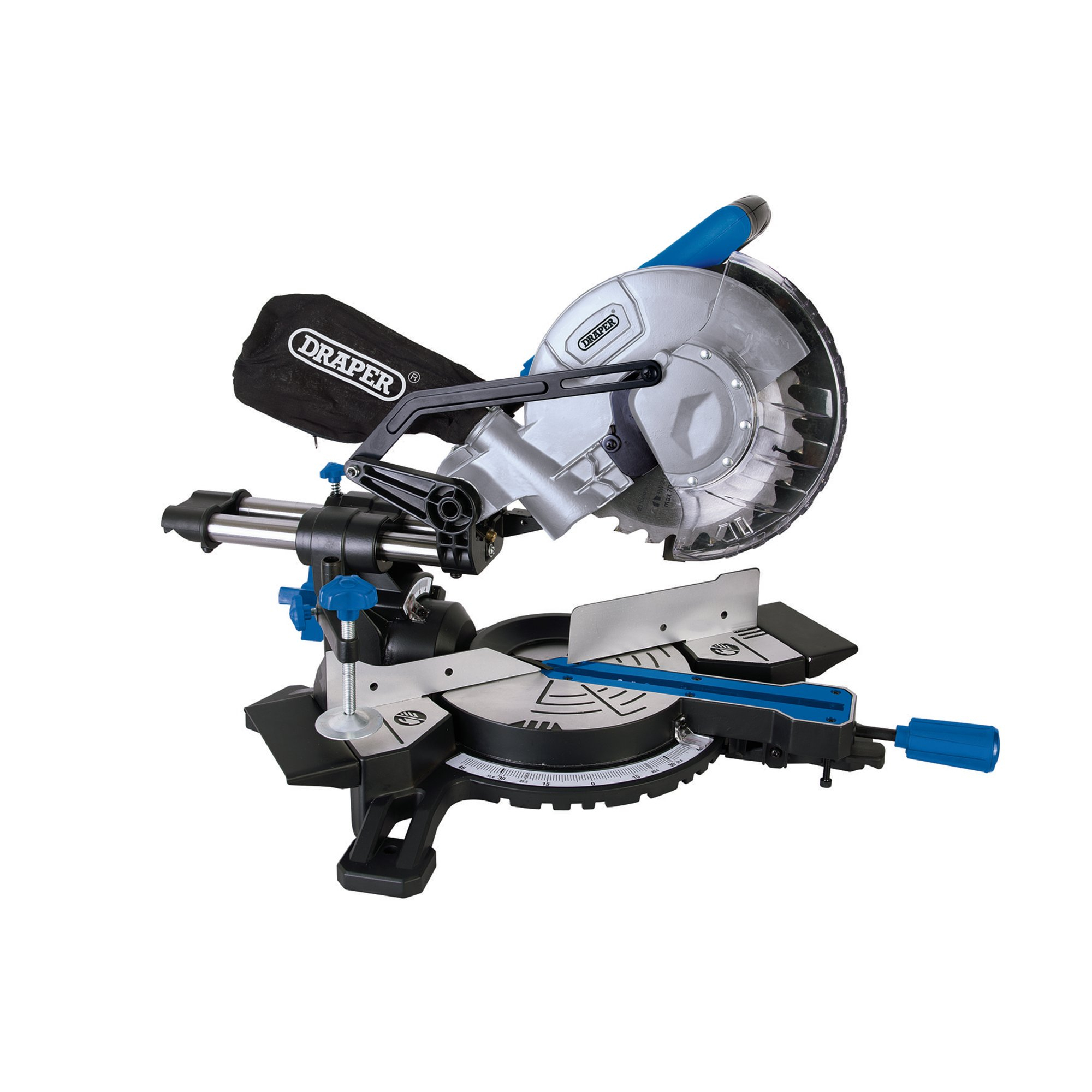 Draper 83677 SMS210B 210mm 1500W 230V Sliding Compound Mitre Saw with Laser Cutting Guide