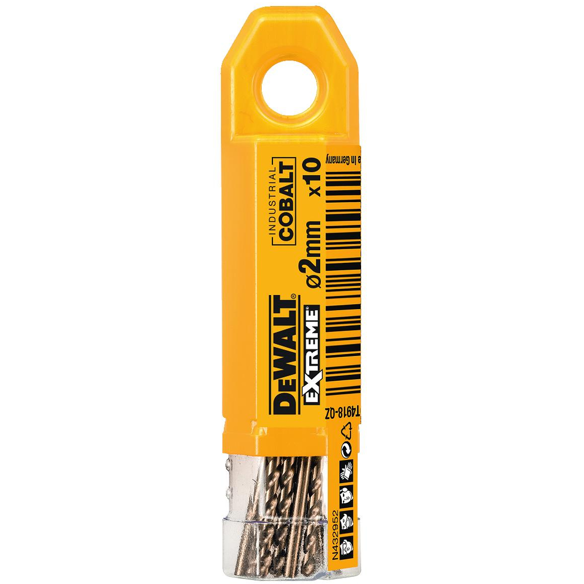 DeWalt DT4918-QZ Pack10 x 2.0MM HSS E Cobalt Metal Drill Bits