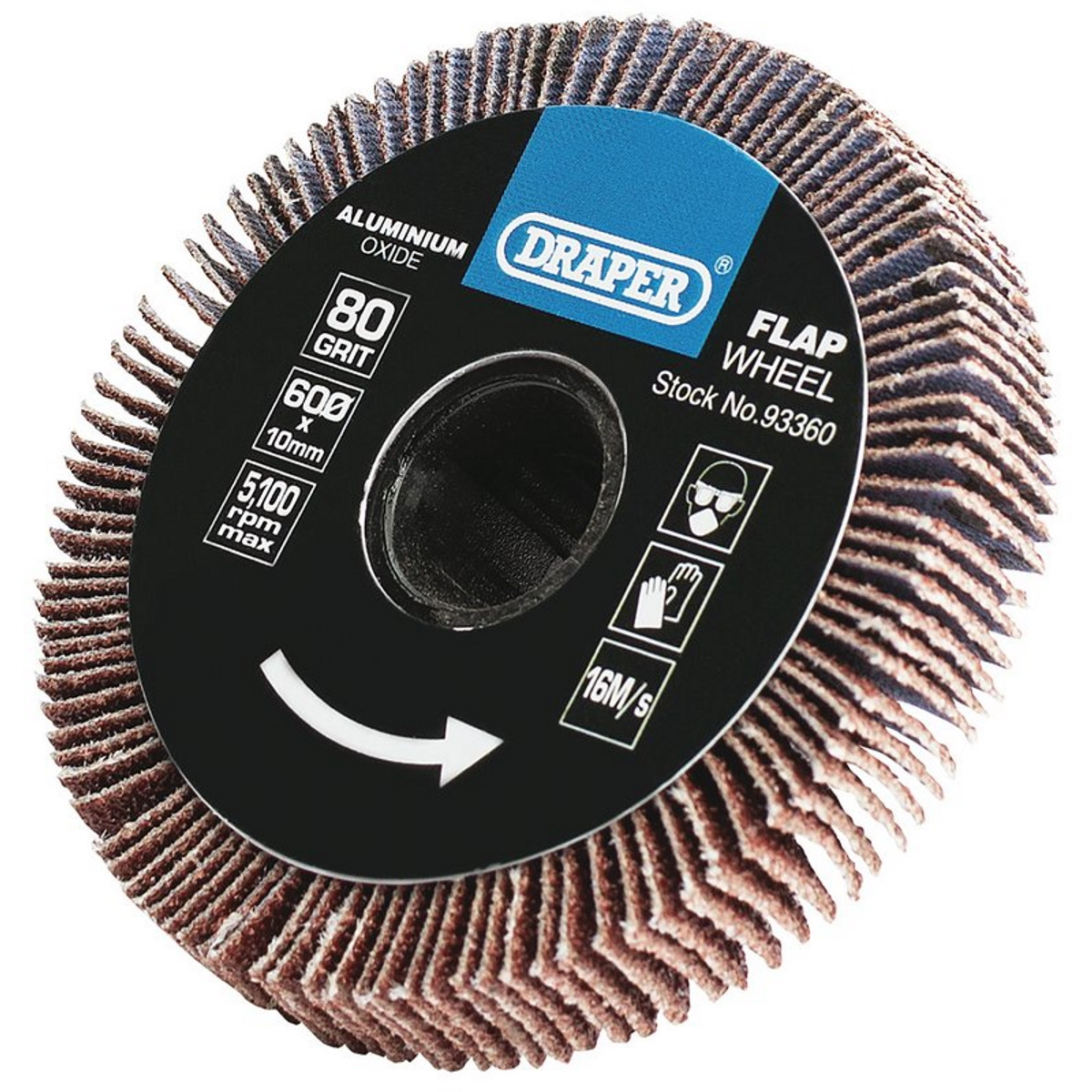 Draper 93360 APT256  80 Grit Aluminium Oxide Flap Wheel (10 x 60mm)