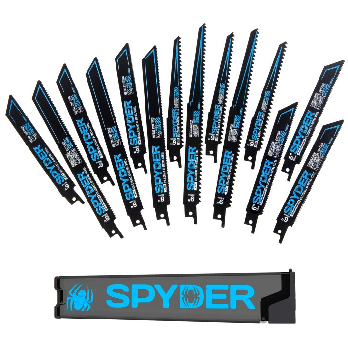 Spyder SPY200308UK 14-Piece 6, 8 & 9" Wood/Metal Cutting Bi-Metal Reciprocating Saw Blade Set   (6,14,18,10-14   TPI)   Black   Series™