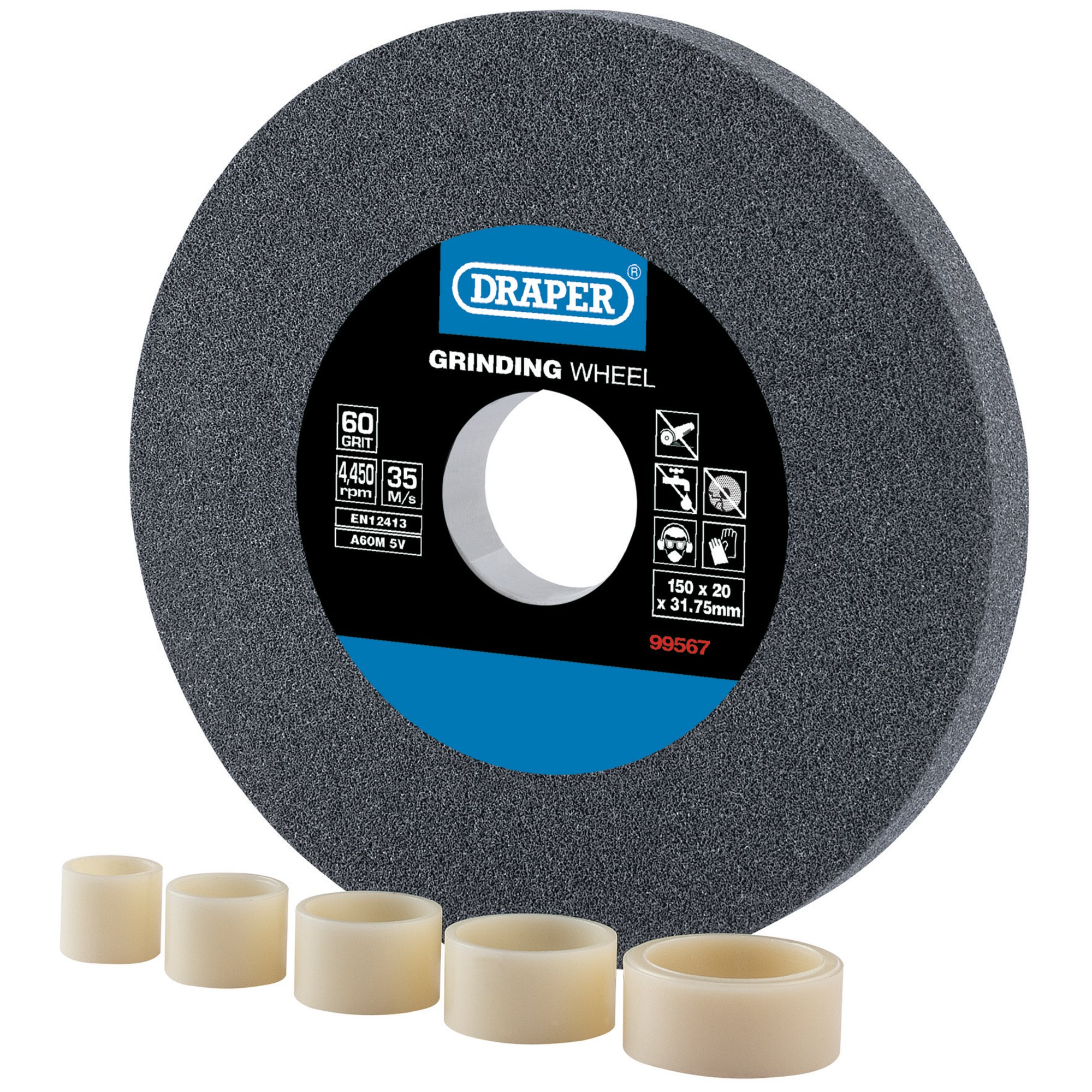 Draper 99567 BG15020F Aluminium Oxide Bench Grinding Wheel 60G (150mm x 20mm)