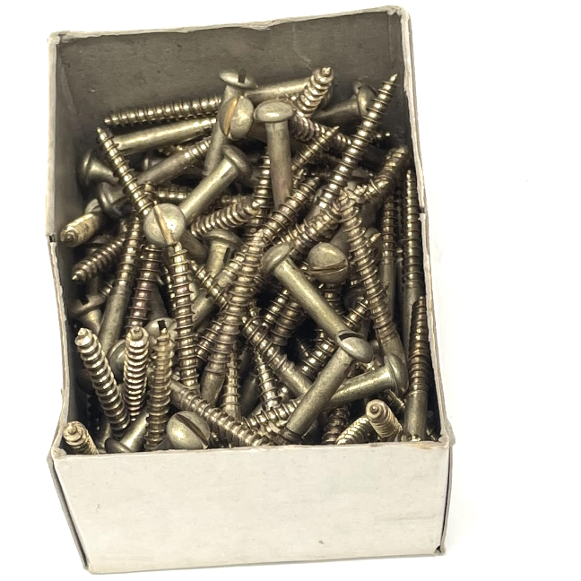 Guage 8 x 1.3/4" Brass Slot Round Head Wood Screws (Box 100)