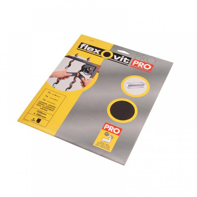 Flexovit FLV26308 Emery Cloth Sanding Sheets 230 x 280mm Fine 50G Pack x 3