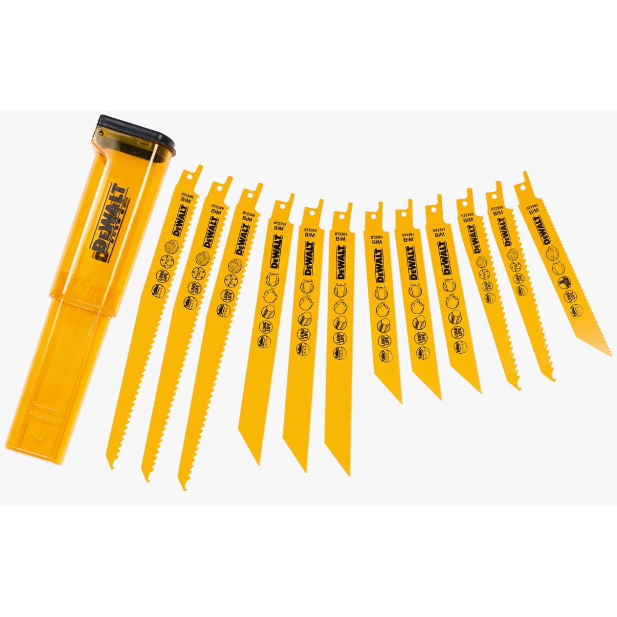 DeWalt DT2445-QZ High Performance Break Away Reciprocating Saw Blade 12 Piece Set + Storage Case