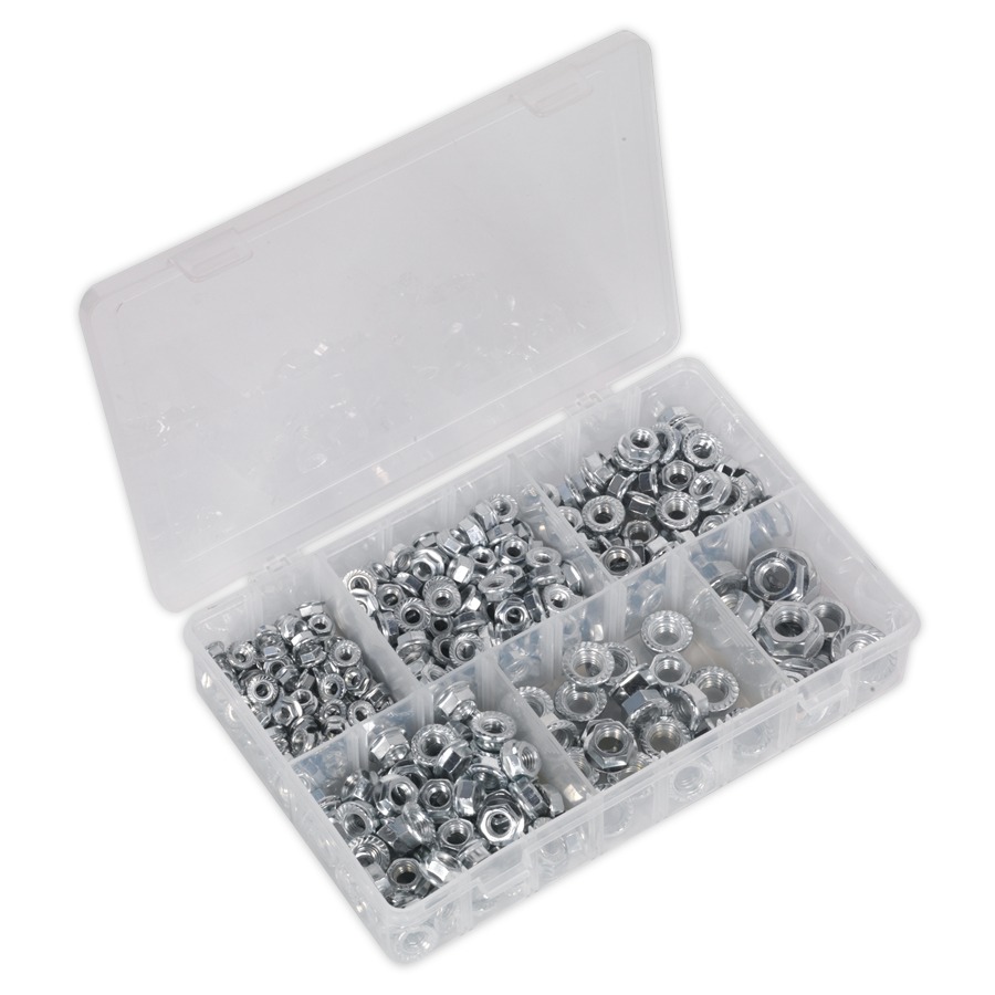 Sealey AB031FN Flange Nut Assortment 390pc M5-M12 Serrated DIN 6923 Metric