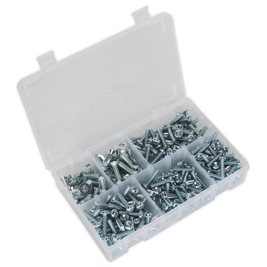 Sealey AB054MS Machine (Body) Screw Assortment 264pc M5-M8 Countersunk DIN 965Z & Pan Head DIN 7985Z Pozi - Metric