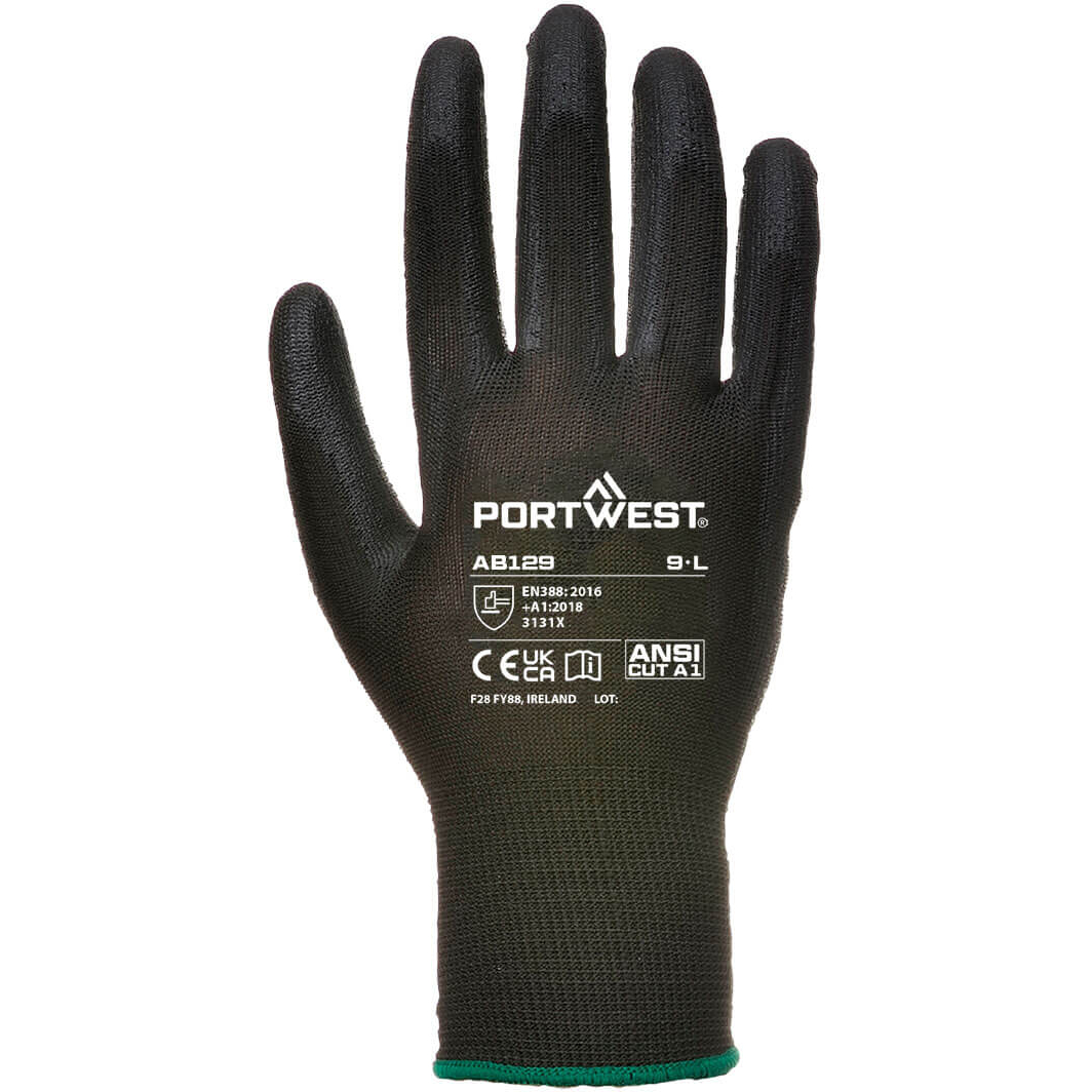 Portwest AB129 Black PU Palm Gloves - Carton of 288 Pairs