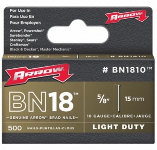 Arrow ABN1810 Brad Nails15mm (5/8") Steel Brown HD (Pack of 1,000)